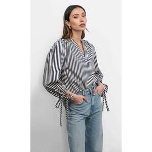 NEW GREYLIN miui puff sleeve stripe shirt in blue/white